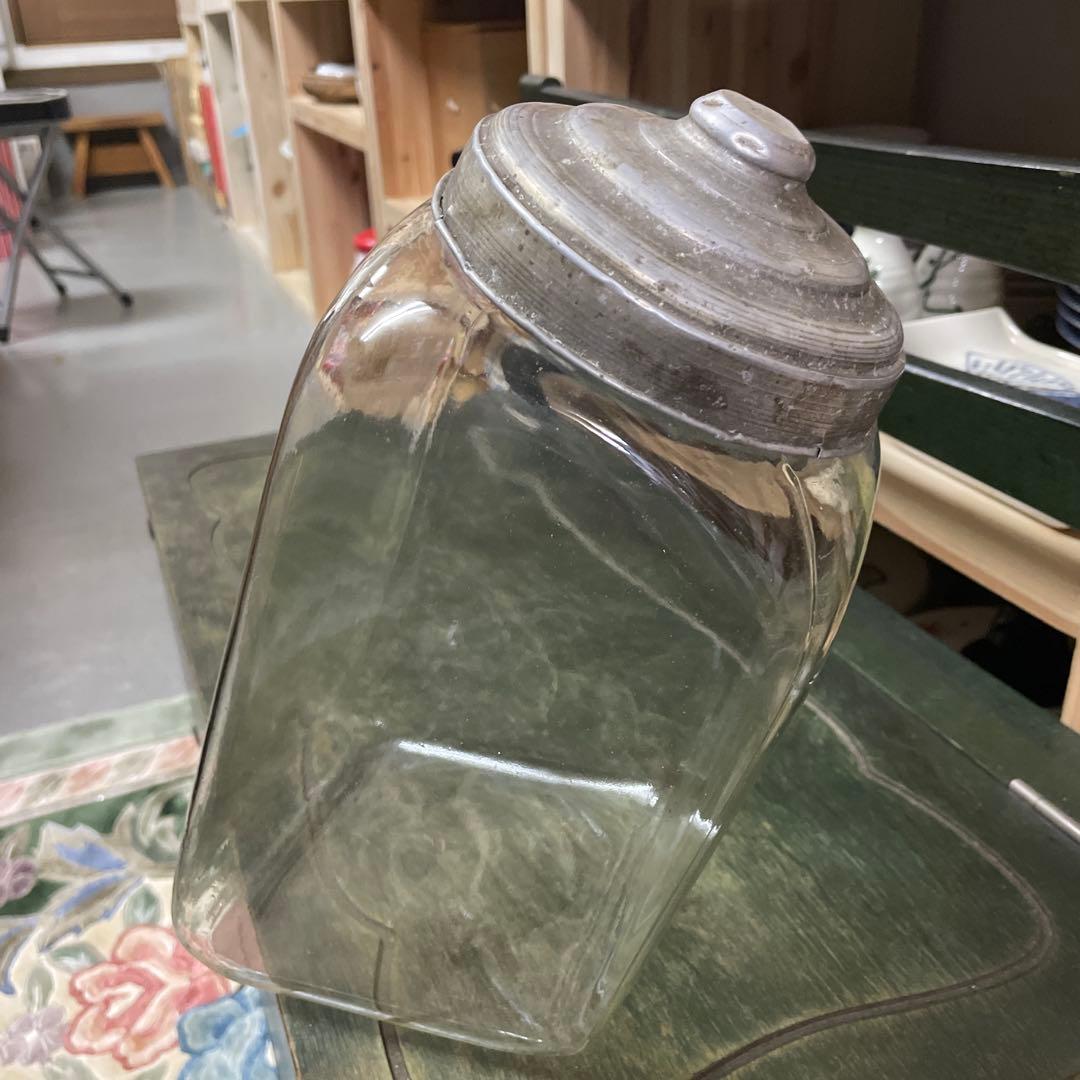 昭和古ガラス瓶　駄菓子屋さんのお菓子入れ　昭和レトロガラス容器