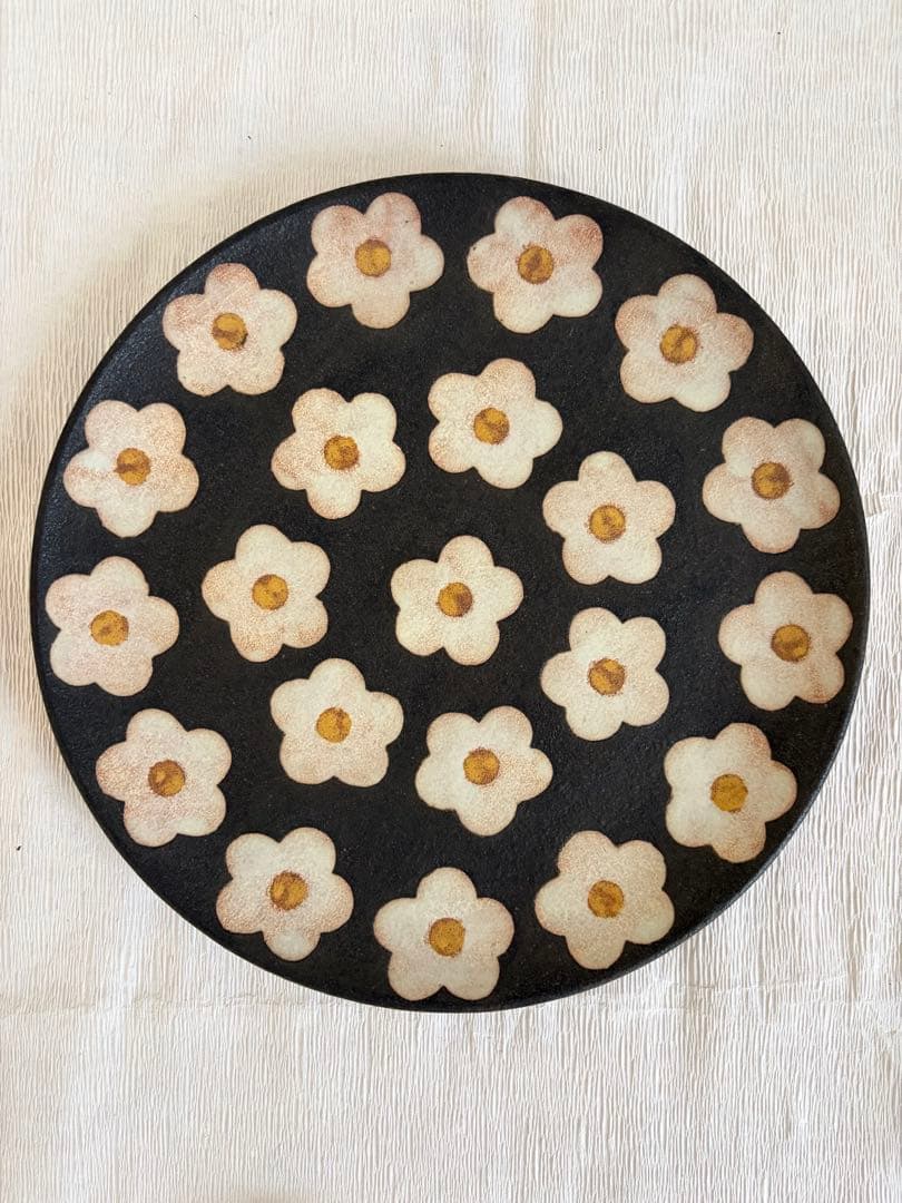 三ッ持啓 さくらんぼ オーバル 花柄 プレート 作家