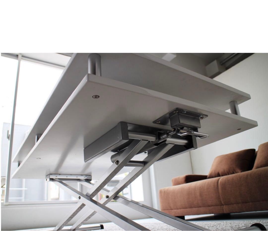 【送料込み】ディノス　棚付き昇降式テーブル 幅120cm