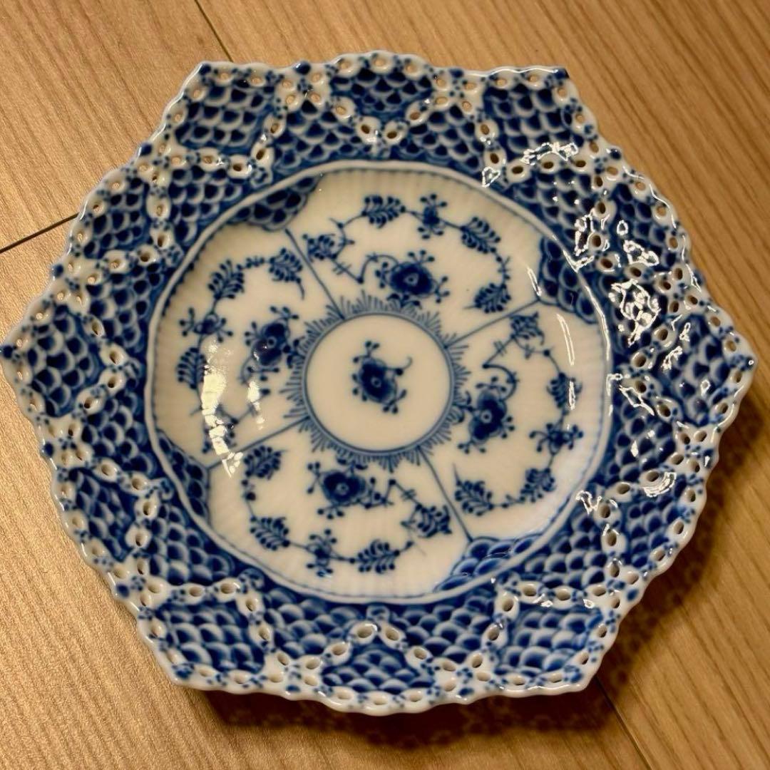 ロイヤルコペンハーゲン ブルーフルーテッド ダブルレース プレート