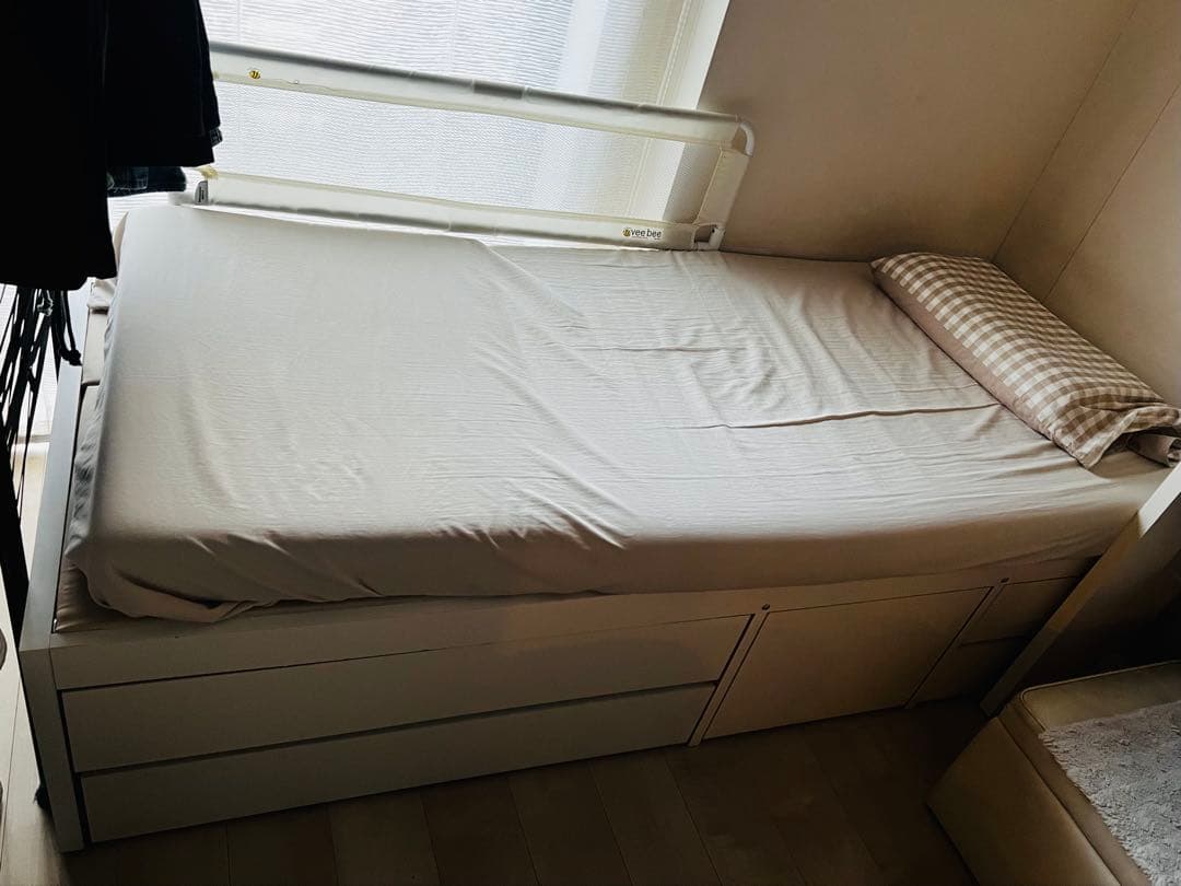 セミシングルベッドフレーム引き出し付マットレス付