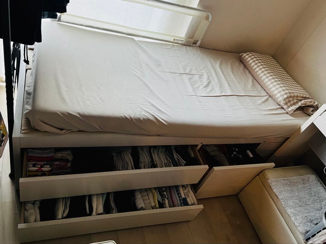 セミシングルベッドフレーム引き出し付マットレス付