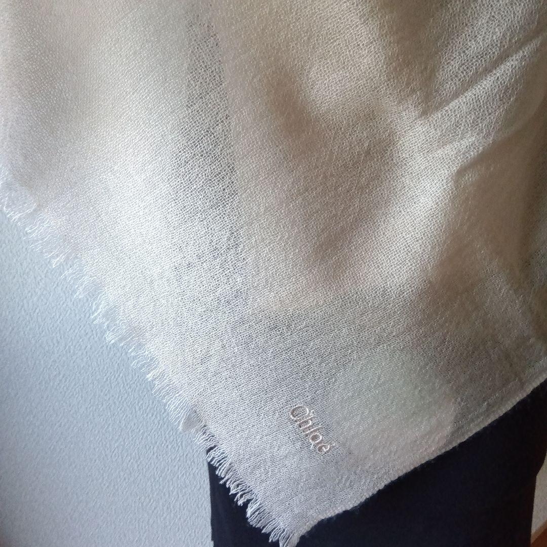 【新品未使用】Chloe クロエ 洗えるカシミヤ大判ストール　ロゴ刺繍