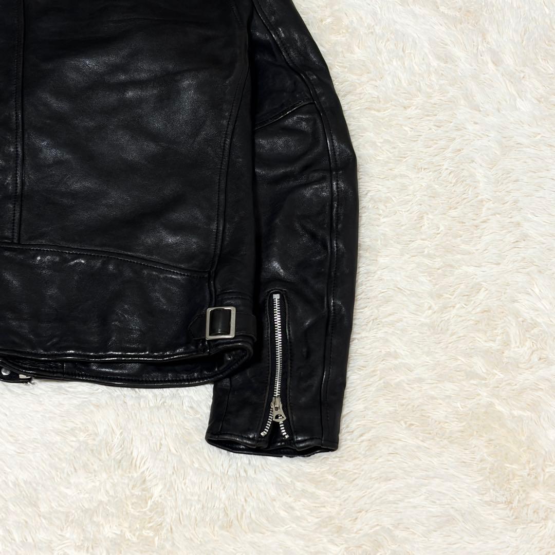 美品✨Schott ダブルブレスト ライダースジャケット ラムレザー