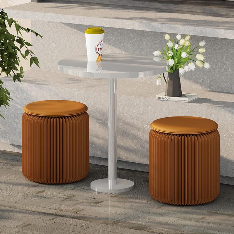 ペーパースツールブラウン2点セットクッション付き折りたたみスツール待合室美容室