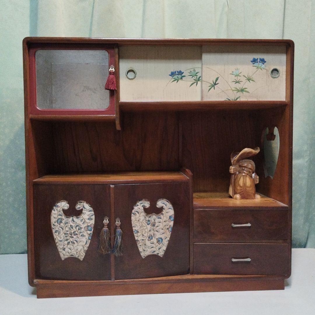 100年前　茶箪笥　飾り棚　サイドボード　桐家具　手作り　大正　昭和　民芸家具