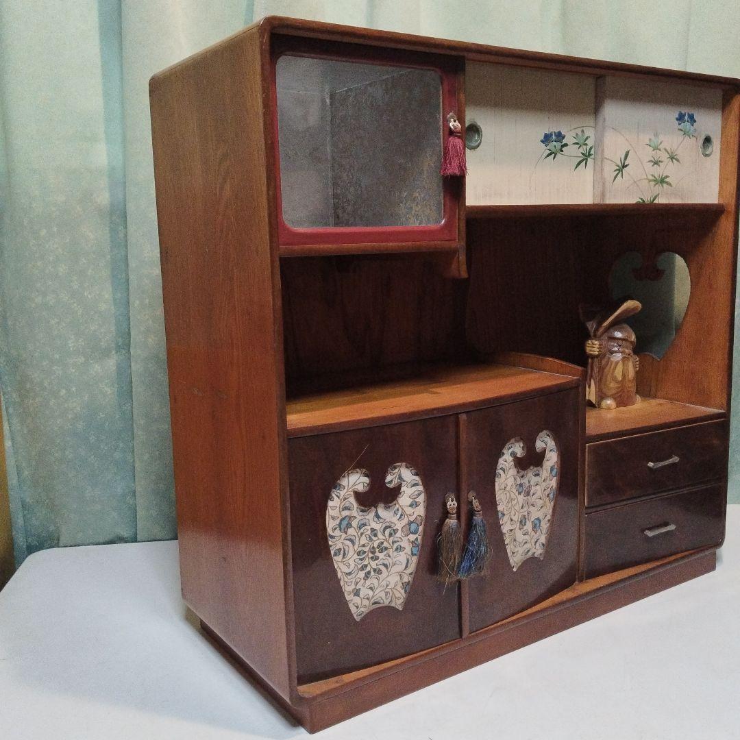 100年前　茶箪笥　飾り棚　サイドボード　桐家具　手作り　大正　昭和　民芸家具