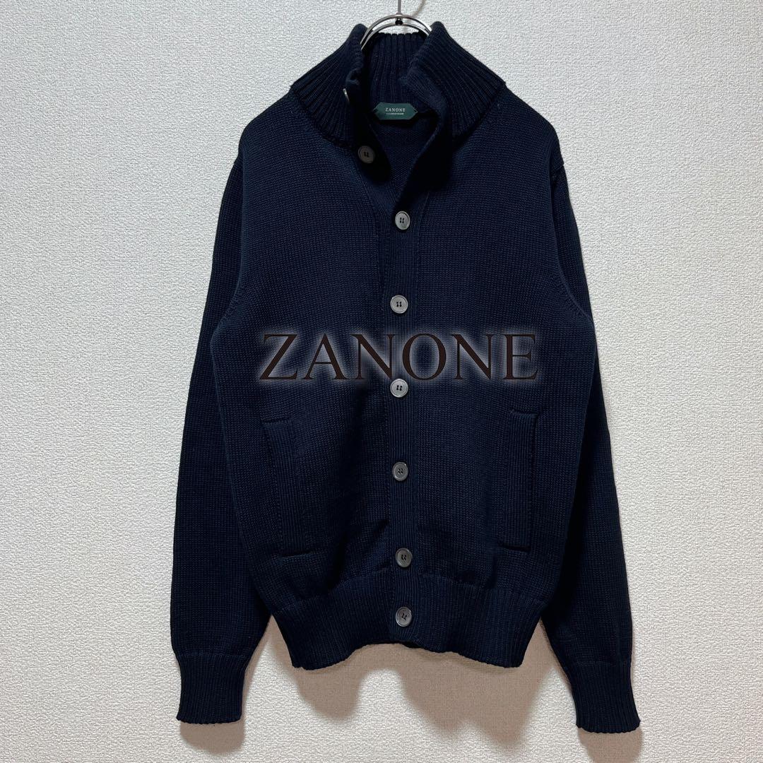 【極美品】ZANONE スタンドカラーカーディガン CHIOTO ネイビー 46