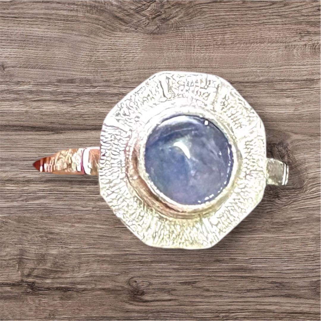 ブルースターサファイア手彫りシルバーリング