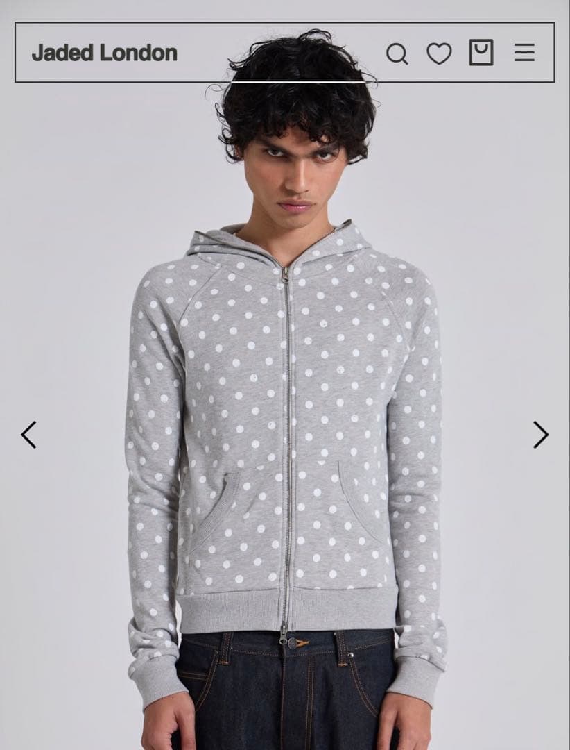 トップス Jaded London Grey Polkadot Hoodie