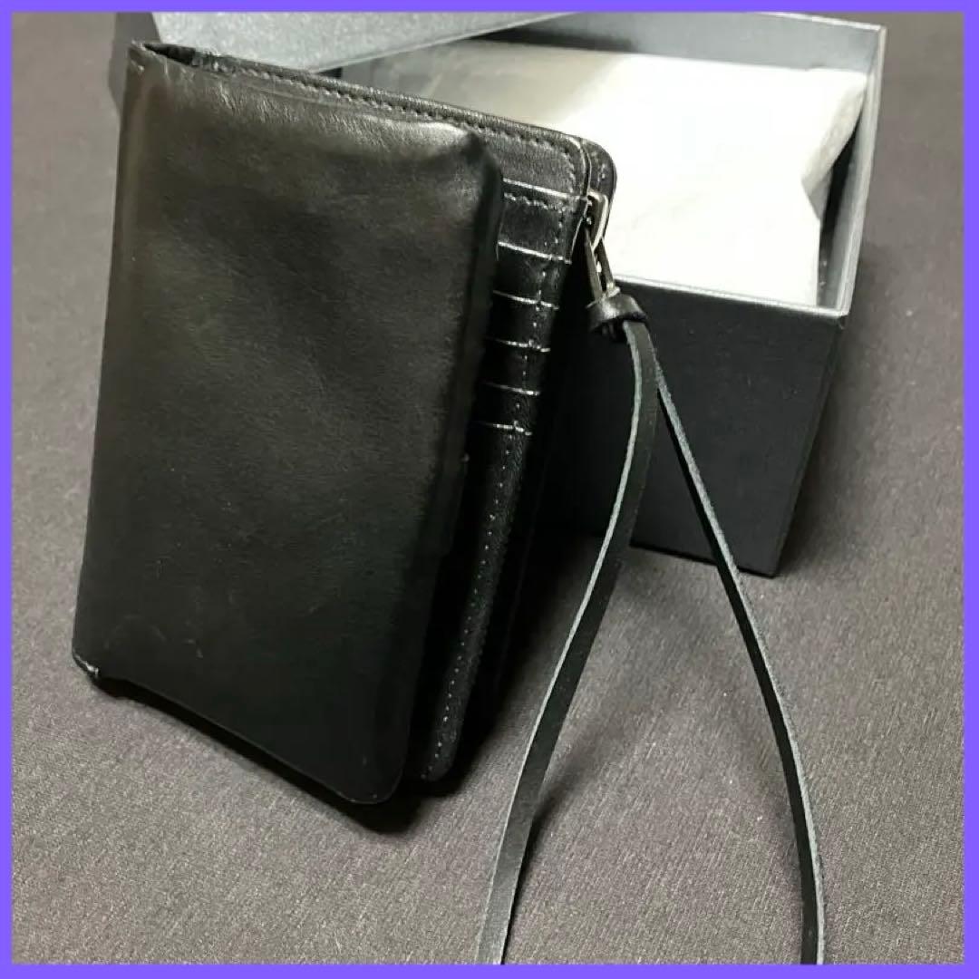 RIPVANWINKLE レザーウォレット 二つ折り財布 ブラック 縦 ボタン留