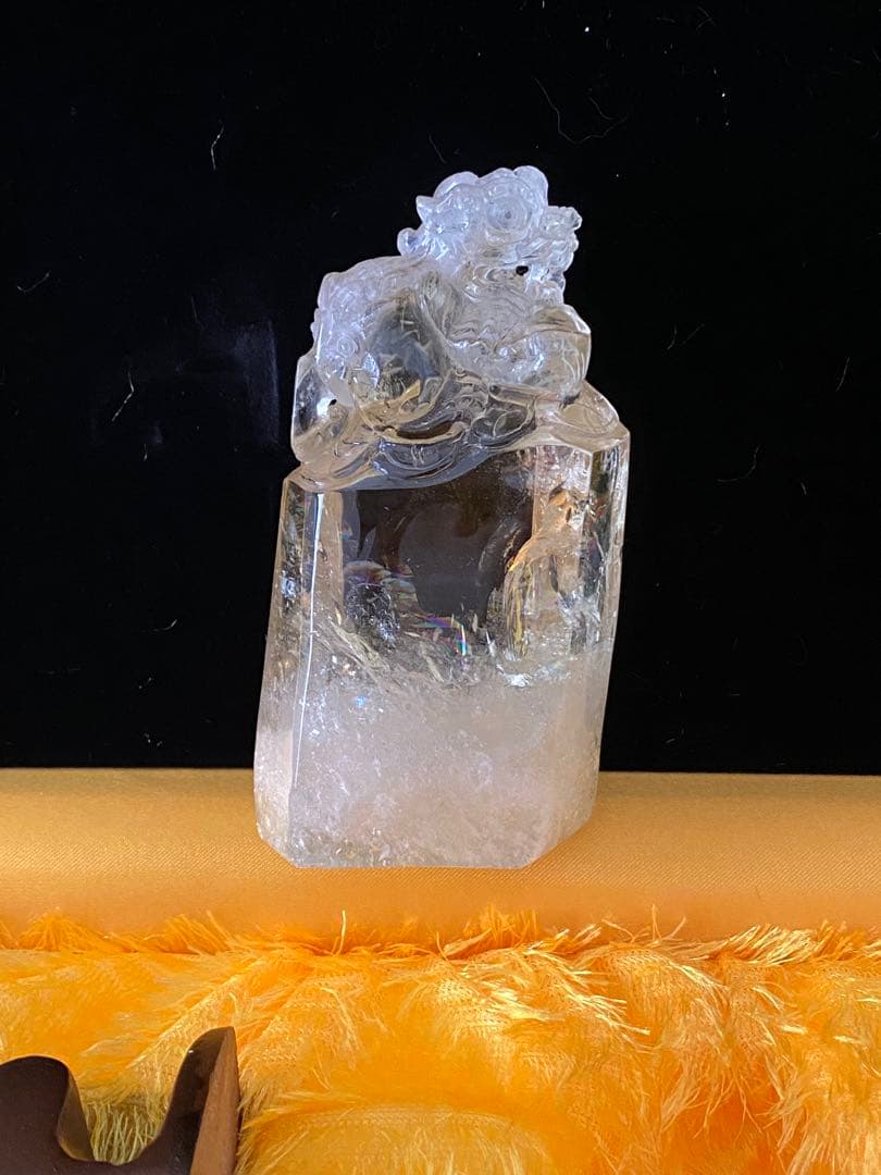 シトリン 水晶　貔貅(ヒキュウ) 虹有り 金運、開運 画像追加