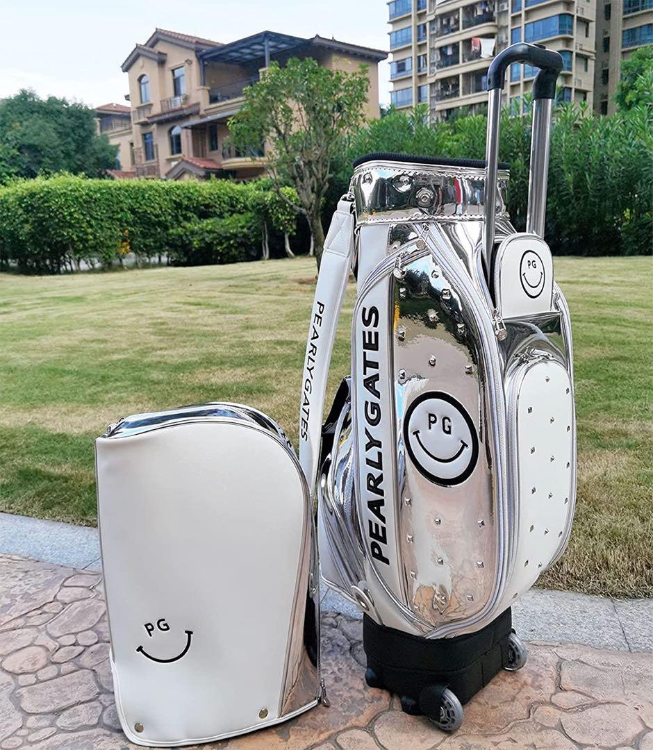 コ*ー様 PEARLY GATES キャディバッグ シルバー/ホワイト ゴルフバ