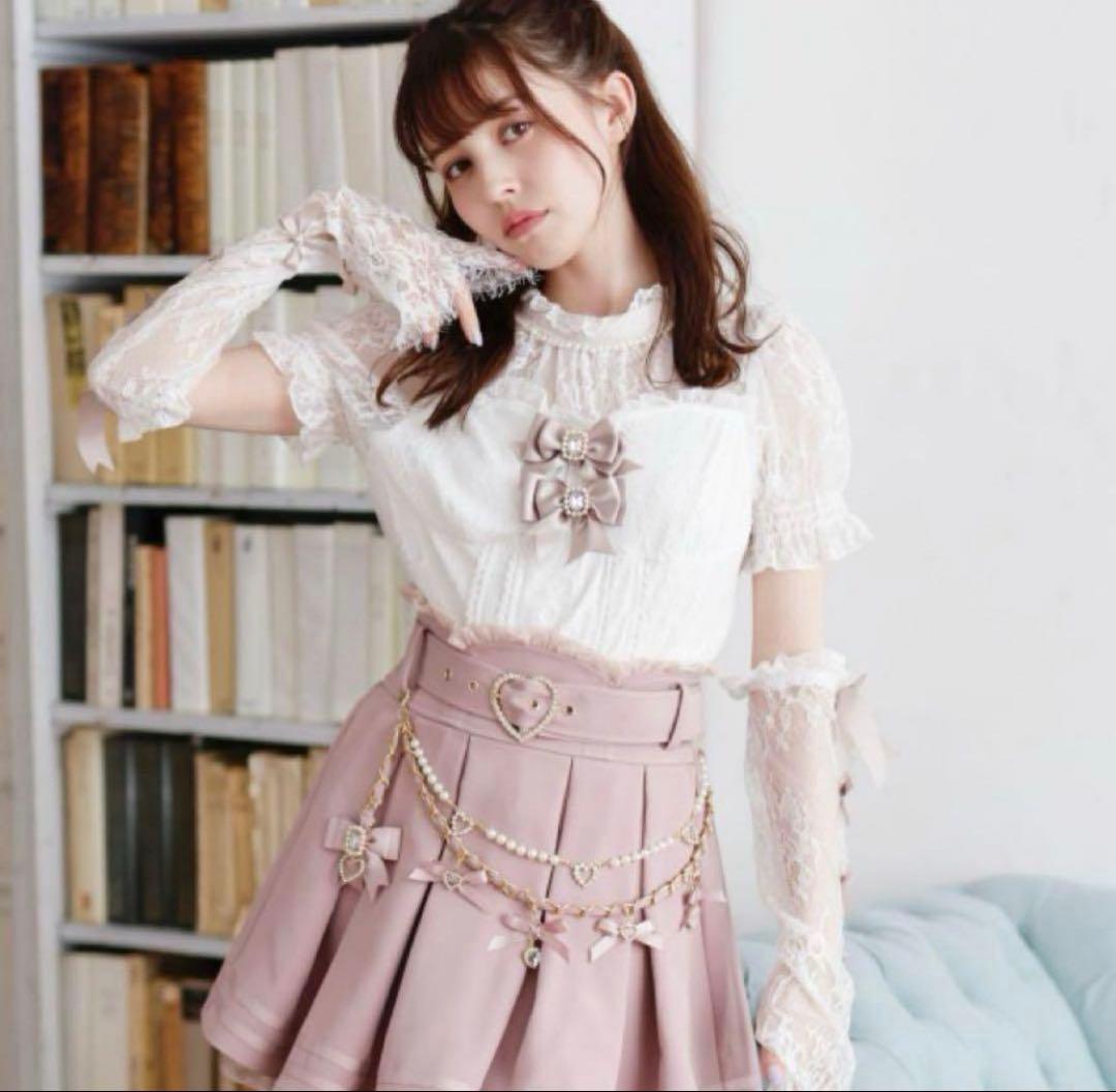 LIZLISA リボンアームウォーマーレーストップス ピンク