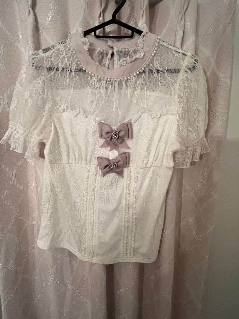 LIZLISA リボンアームウォーマーレーストップス ピンク