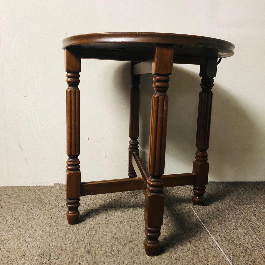 F67アンティーク品✨丸テーブル サイドテーブル 折りたたみ式ラウンドテーブル