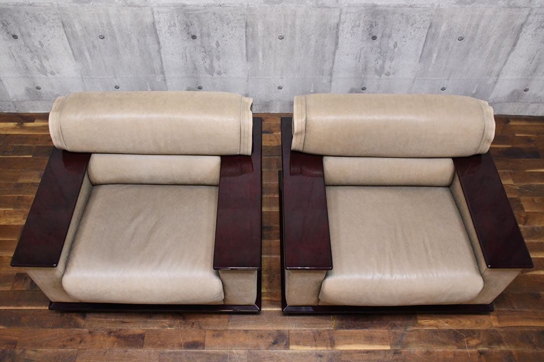 EAC65 北谷家具 KIT FURNITURE 仔山羊革張り 応接4点セット