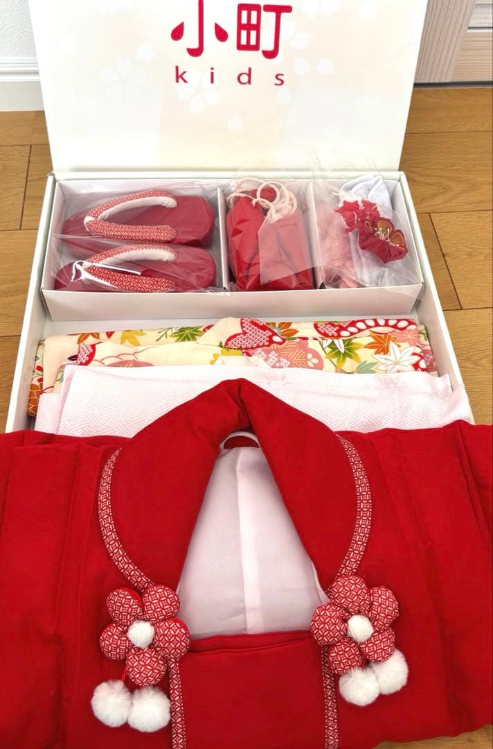 小町 七五三 着物セット 3歳〜赤　白　ベージュ