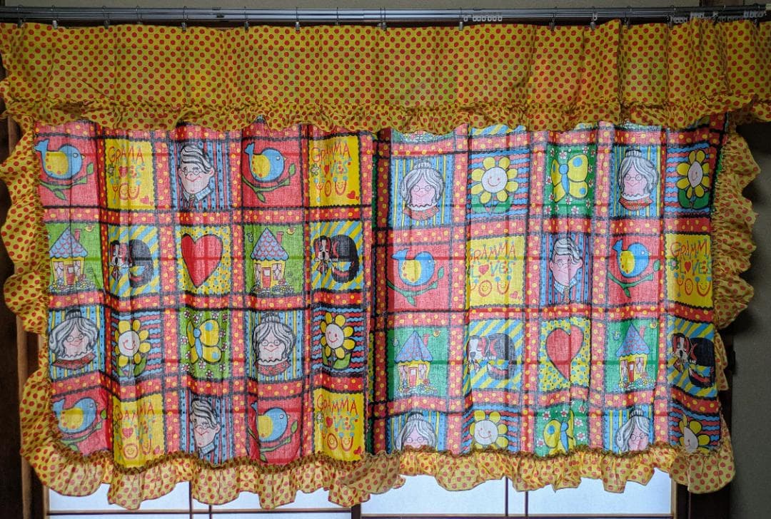 ヴィンテージ Sears カーテン 上飾り付き