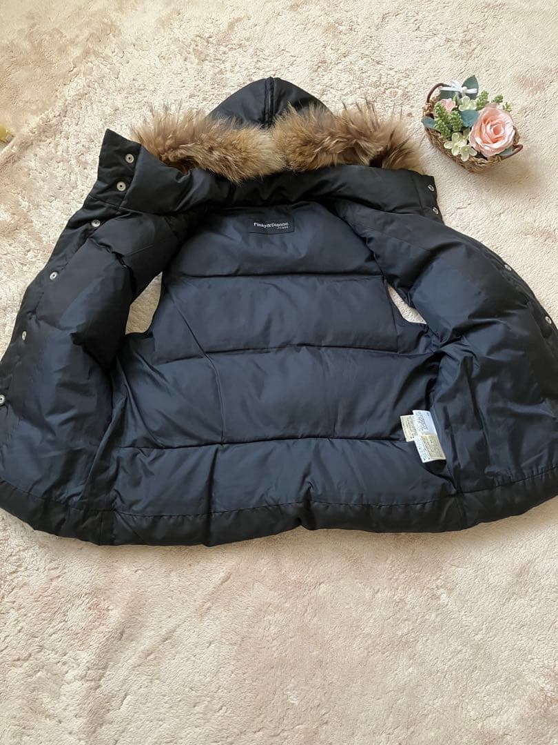 ピンキー&ダイアン　ダウンベスト　フード付　黒　ラビットファー　ダウン70%希少