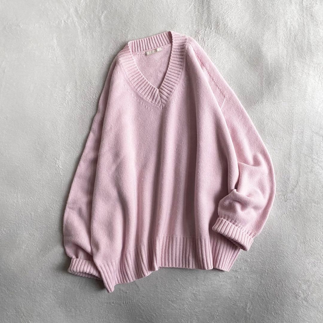 【美品✨】Plage ファインウールVネックプルオーバー　ピンク　近年　ゆったり