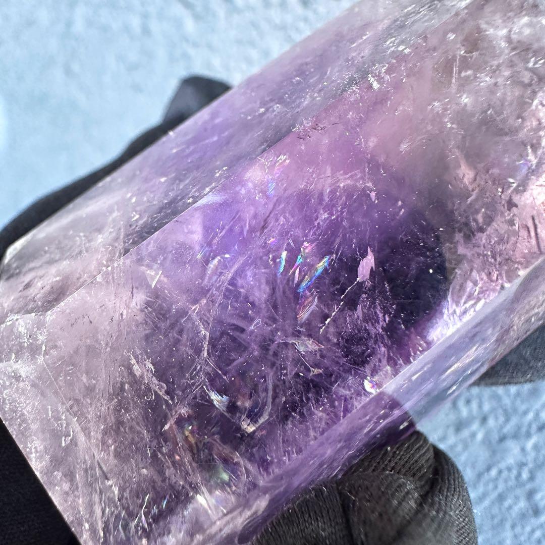 虹入り水晶☆レインボー☆アメトリン 六角柱 パワーストーン天然石 原石A1391