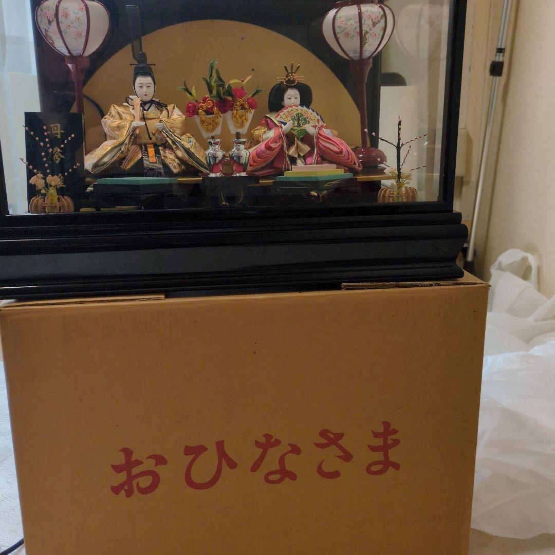 雛人形 ガラスケース入り　ライト付き　オルゴール付き