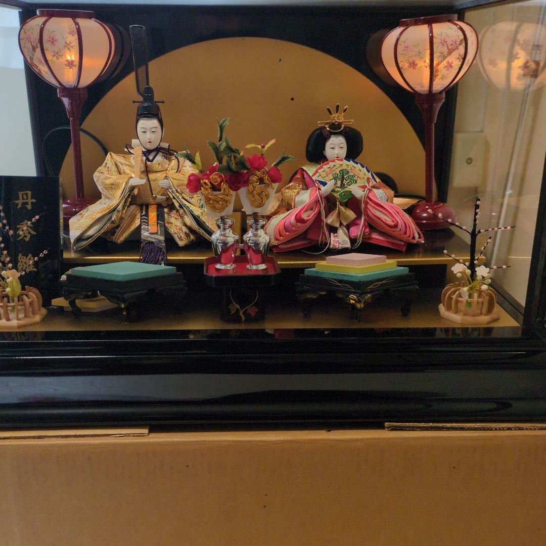 雛人形 ガラスケース入り　ライト付き　オルゴール付き