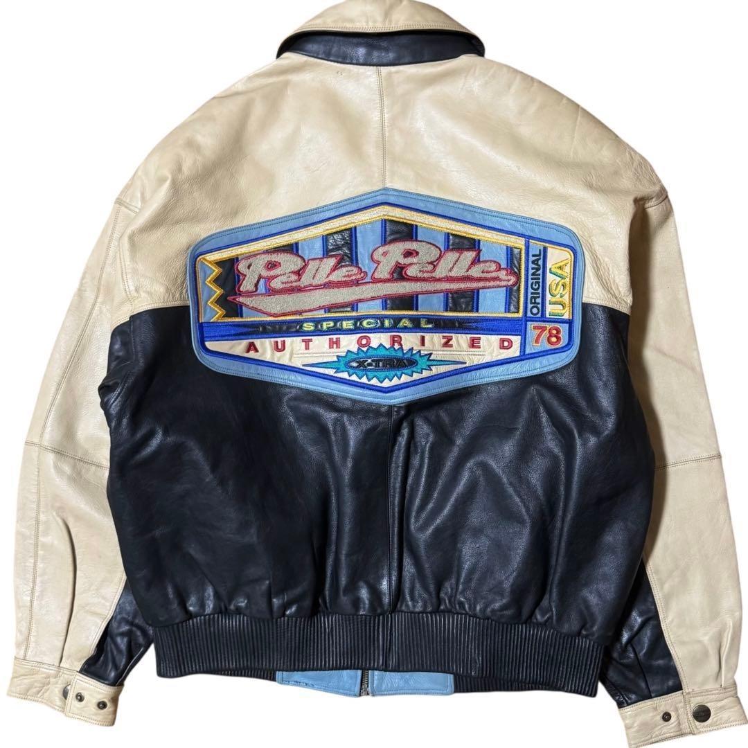 サイズ44 Pelle Pelle バックロゴ 短丈 オールレザージャケット