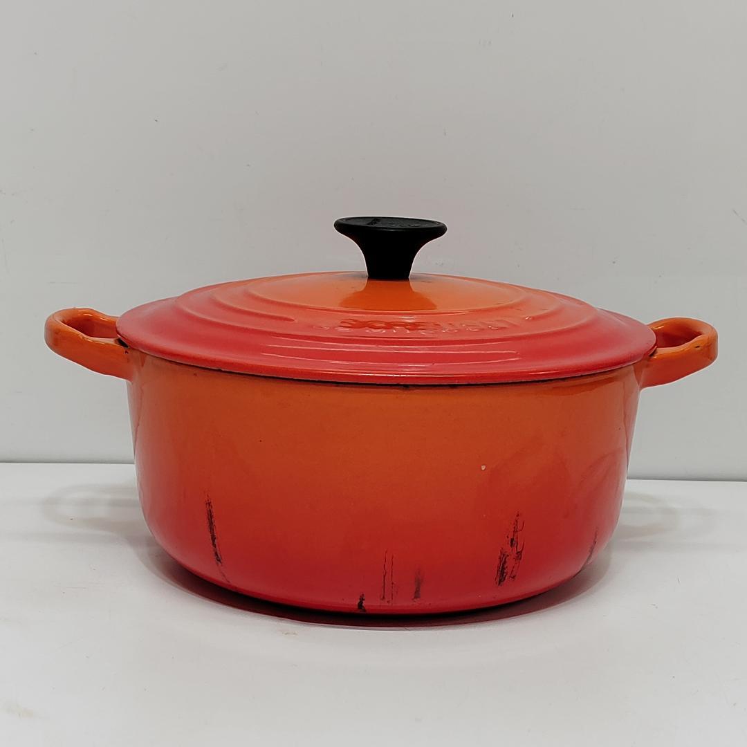 ル・クルーゼ ココットロンド 20cm オレンジ フランス製 両手鍋 m1197