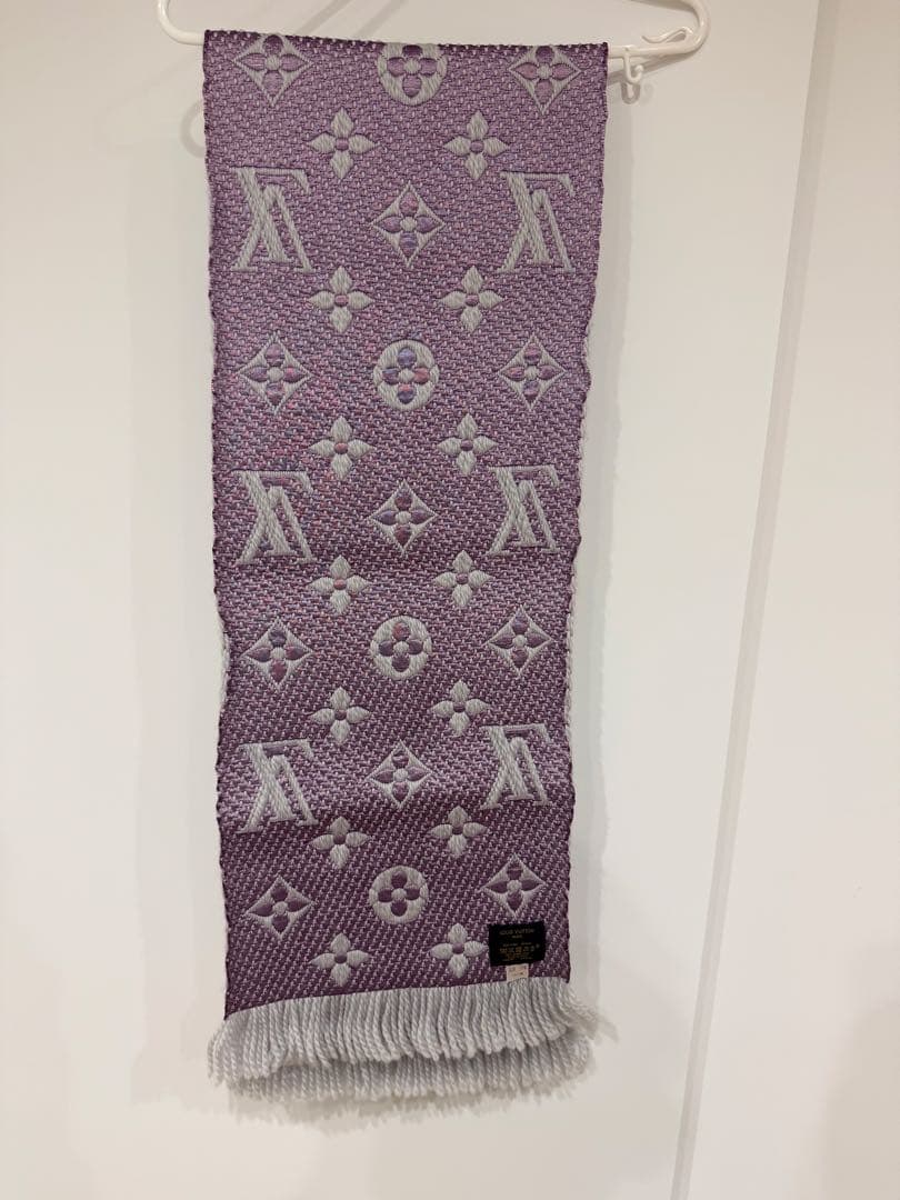 Louis Vuitton モノグラムマフラー グレー/パープル