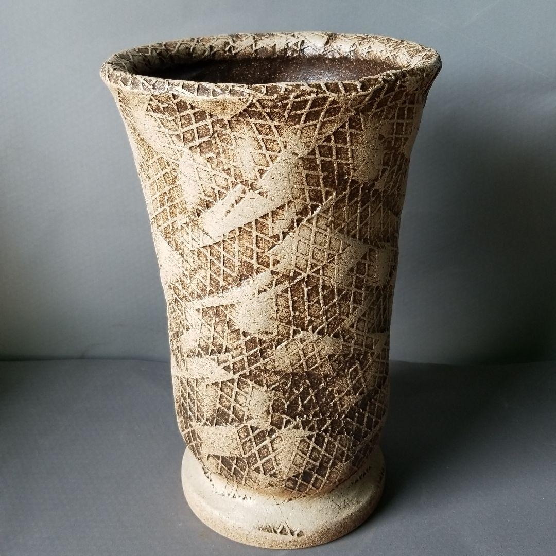 信楽焼　傘立て  砂釉カゴメ 高さ４８cm