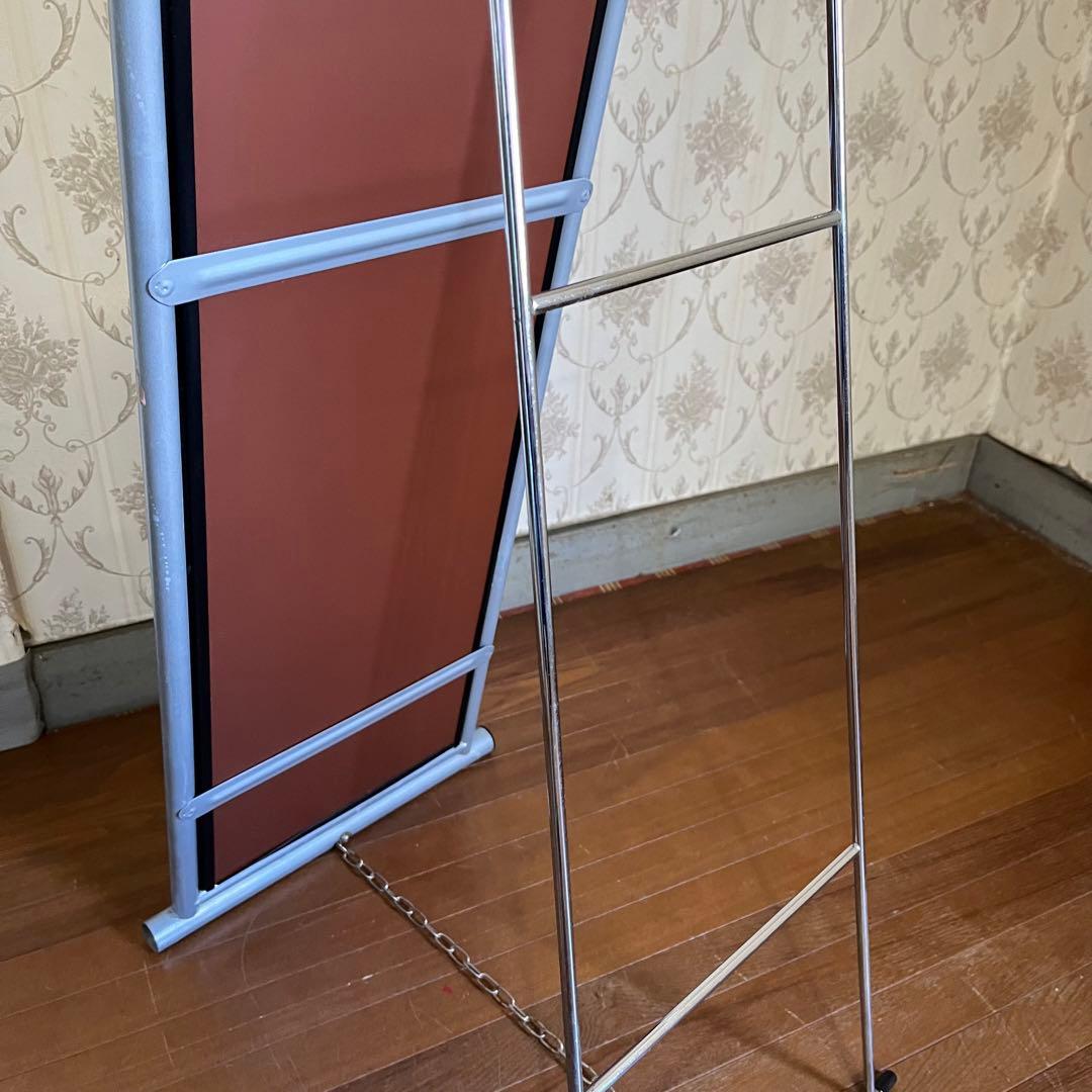 【インダストリアル】アルミフレーム アイアン スタンドミラー 全身鏡 シルバー