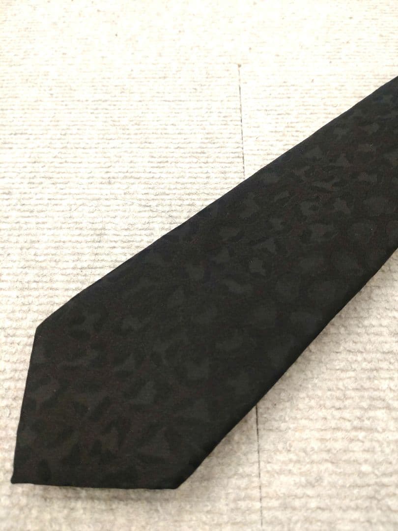 WACKO MARIA ワコマリア ネクタイ　黒　レオパード　光沢