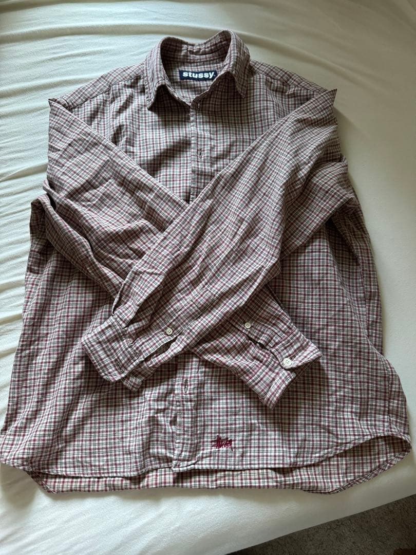 激レア90s old stussy チェック柄 長袖シャツ