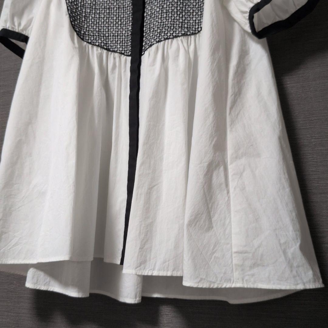 ユナイテッドアローズ エンブロイダリー コンビ ショートスリーブ ブラウス