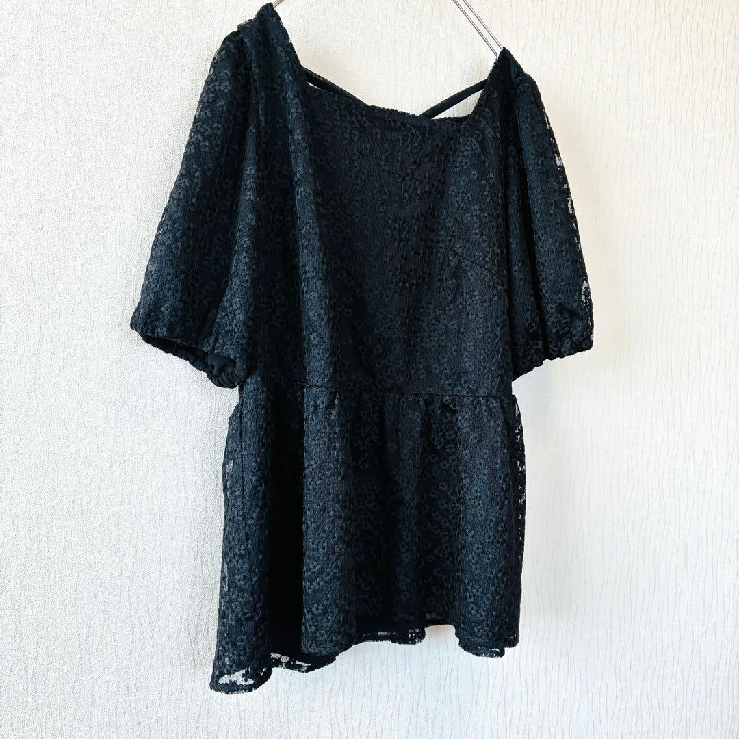 【美品】 ローズティアラ 3XL 46 大きいサイズ トップス チュニック 黒