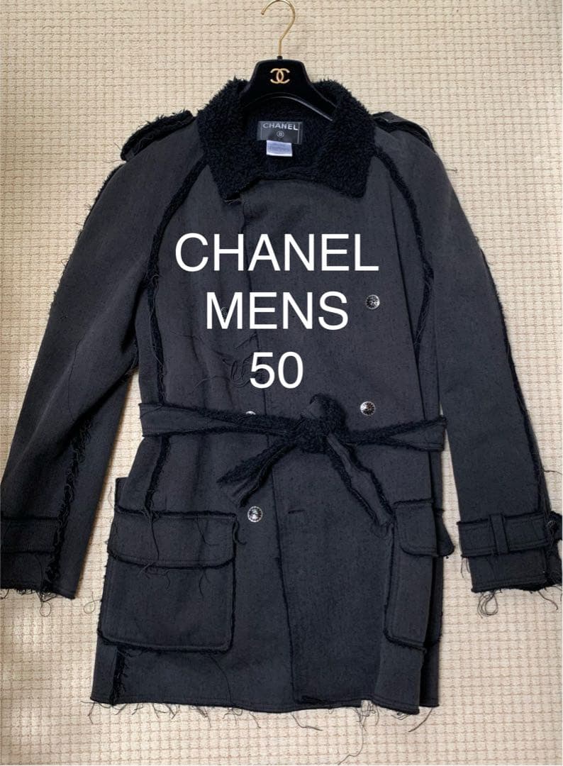 CHANEL メンズ トレンチコート サイズ50 ブラック