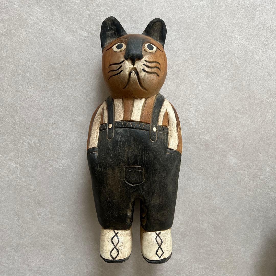 木彫りの猫 アンティーク エスニック レア
