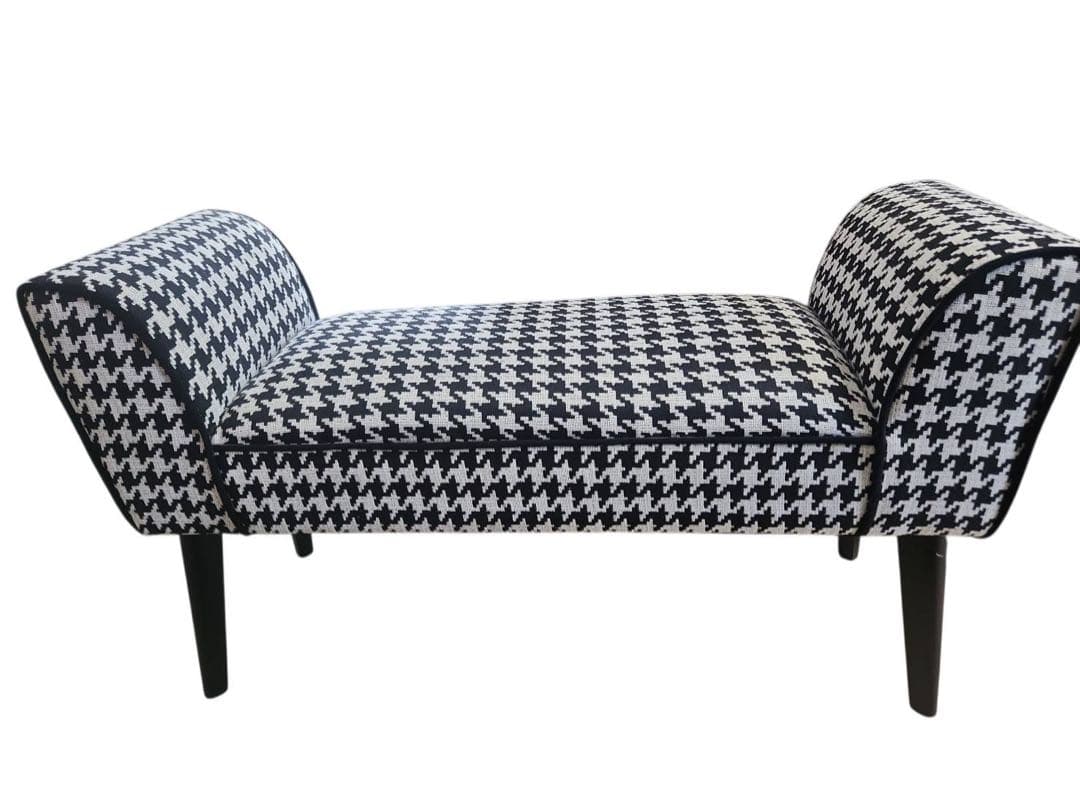 【美品】ベンチスツール(千鳥柄)　ベンチソファ　玄関椅子　おしゃれ　可愛い