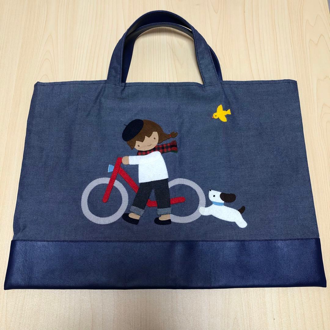 超美品　ファミリア　デニムバッグ　廃盤　レッスンバッグ