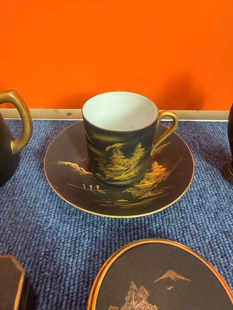 1821  まとめ売り　合計5客　薩摩焼 湊光  金塗