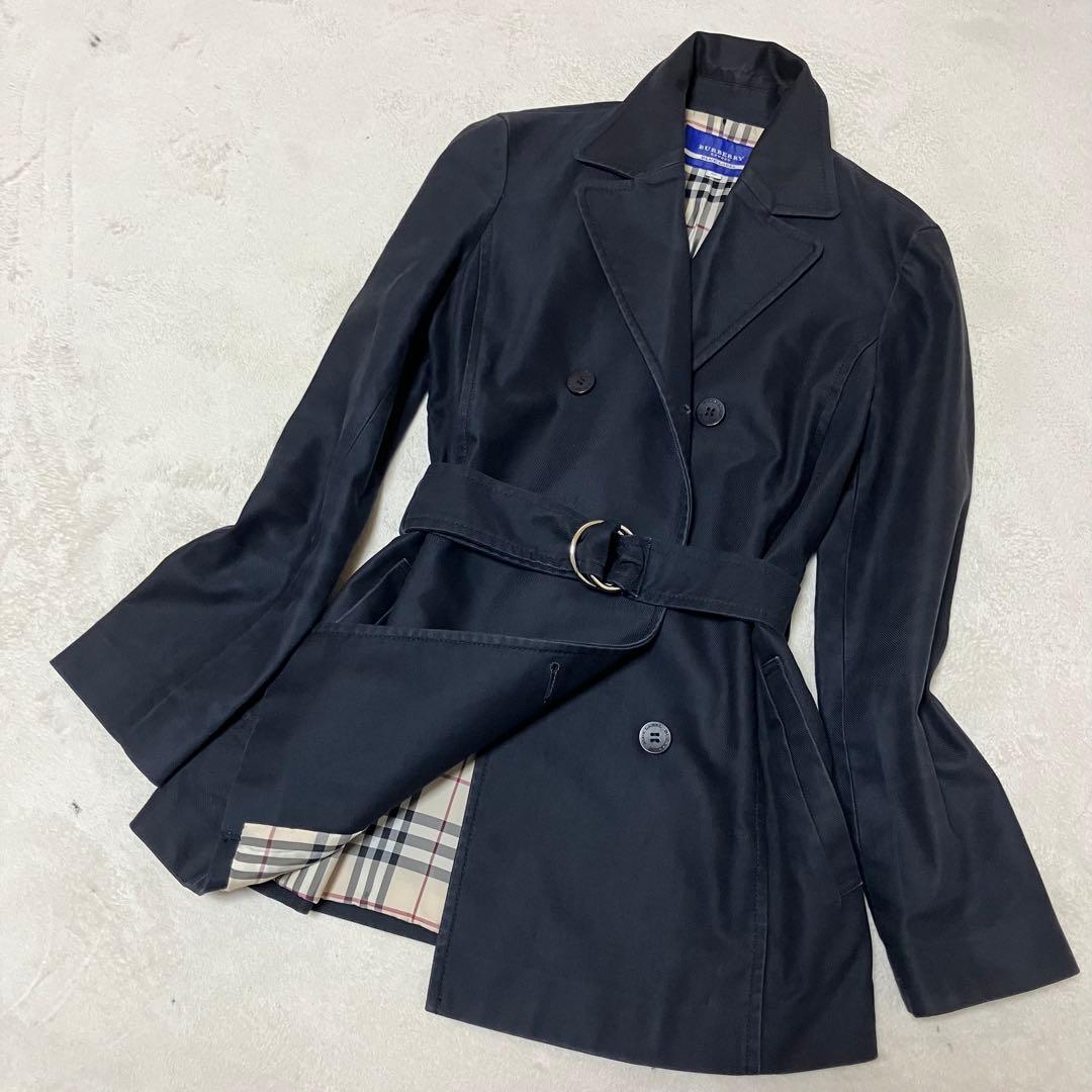 [美品] バーバリーブルーレーベル　トレンチコート　ハーフコート　裏ノバチェック