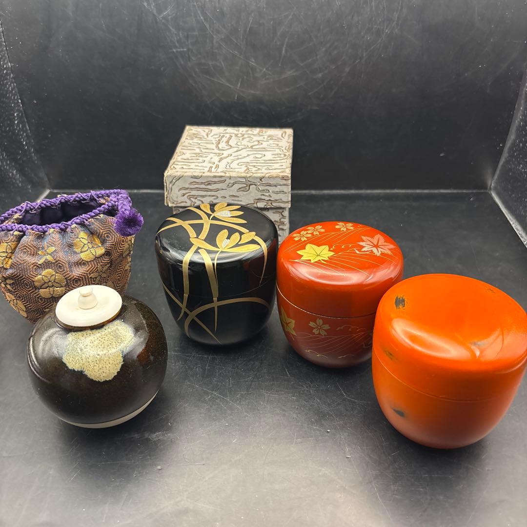 茶道具　棗　なつめ　茶入　根来塗