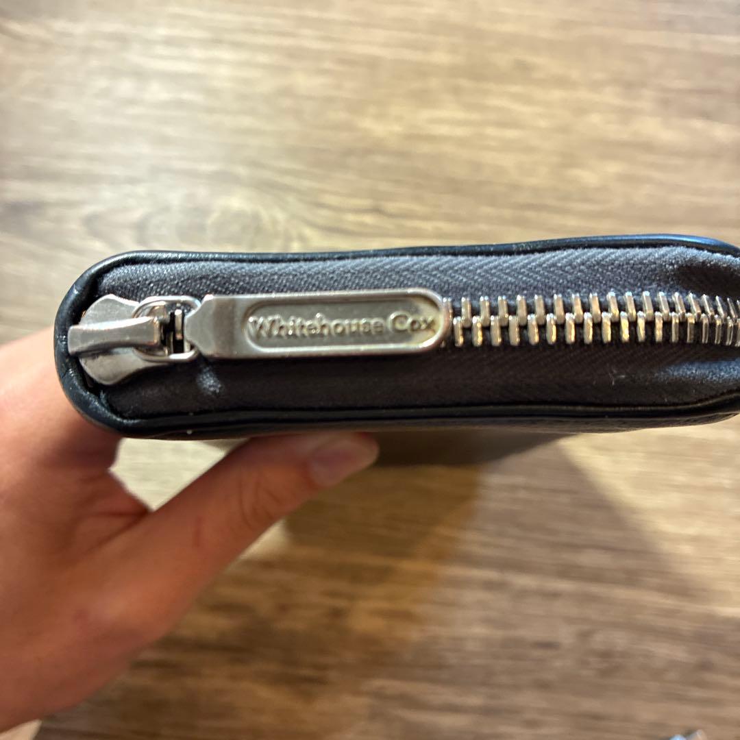 Whitehouse Cox 長財布 ネイビーブルー×赤