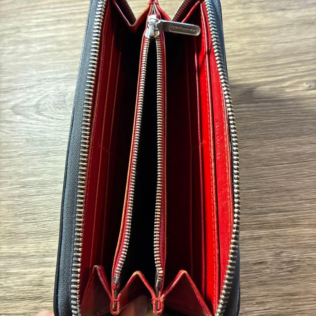 Whitehouse Cox 長財布 ネイビーブルー×赤