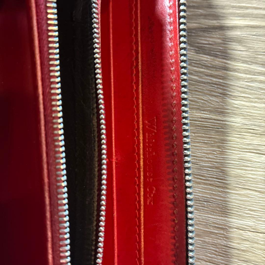 Whitehouse Cox 長財布 ネイビーブルー×赤