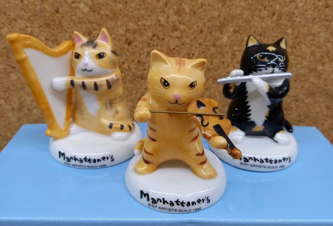 マンハッタナーズ　音楽隊　置物　ハープ　バイオリン　フルート　3匹　Aセット