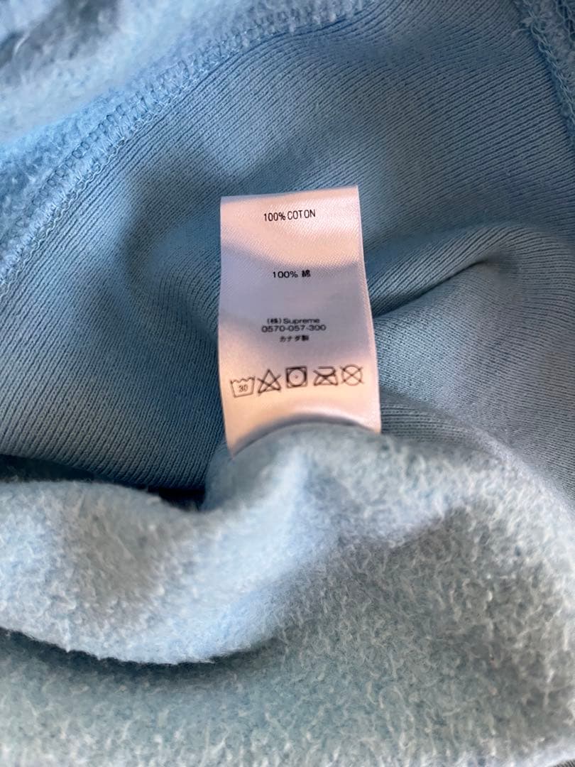 supreme 希少19s BOXロゴ刺繍パーカー　ライトブルー