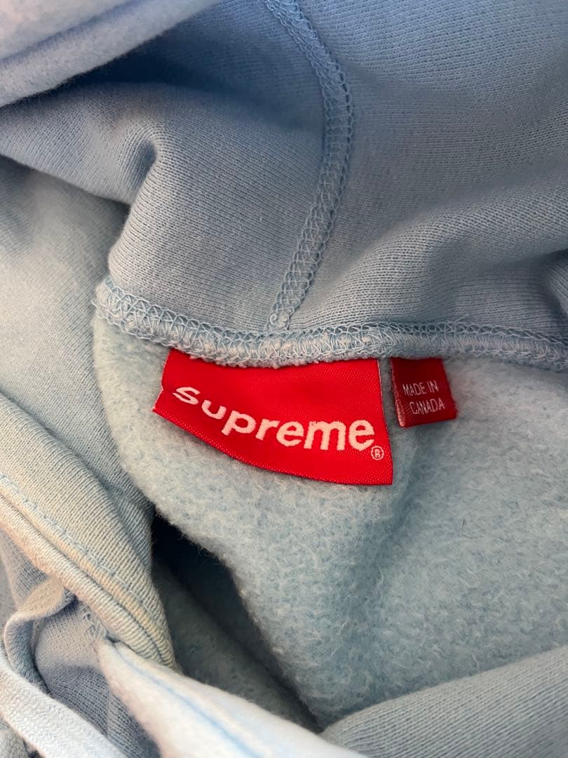 supreme 希少19s BOXロゴ刺繍パーカー　ライトブルー